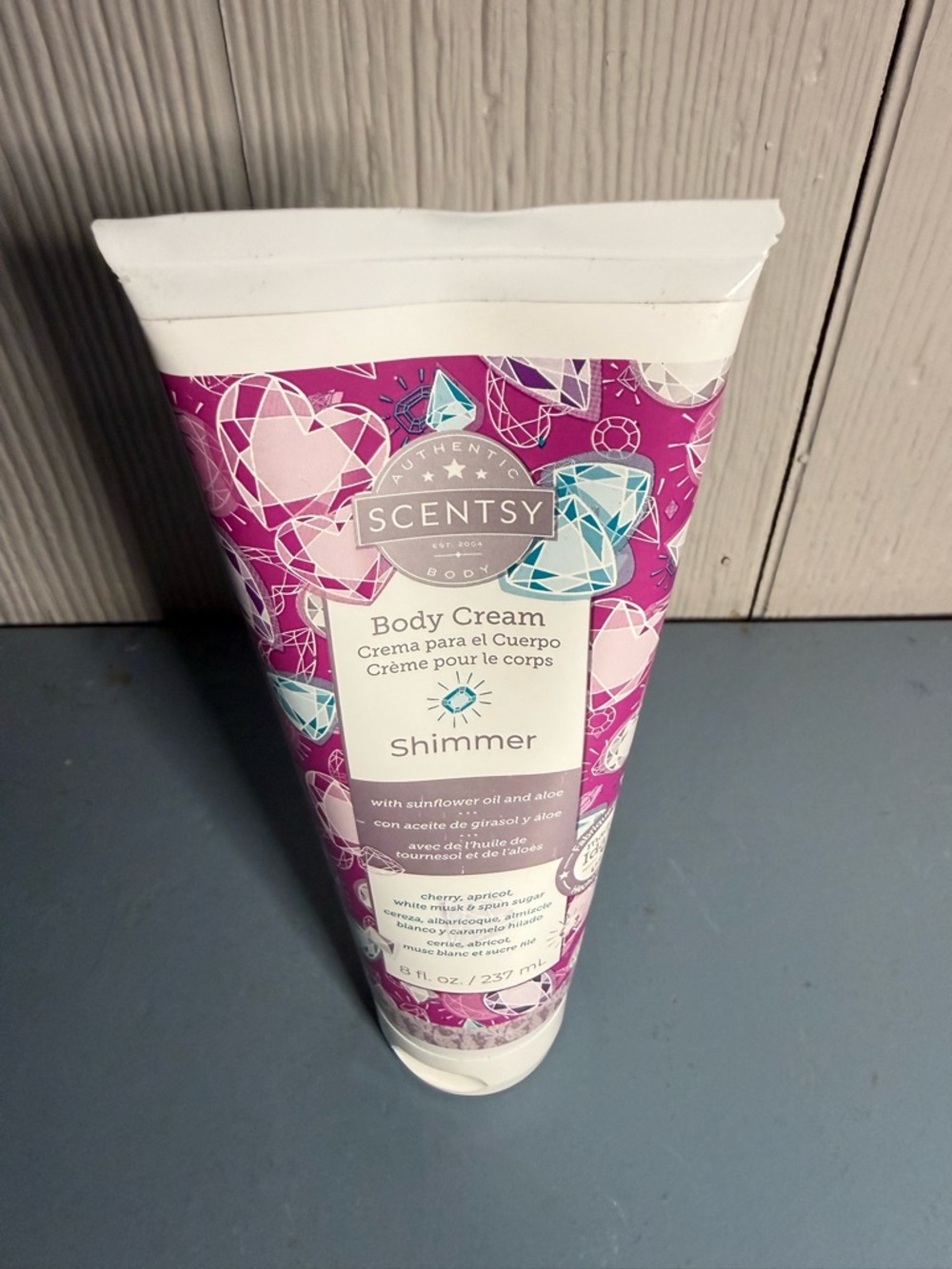 Scentsy Shimmer Body Cream - Magenta, Light Pink & Teal Gem Motif